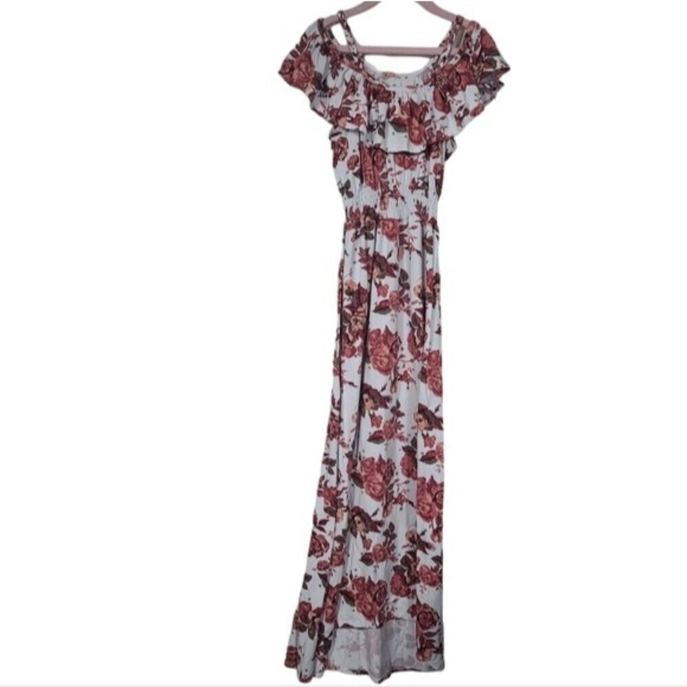One Step Up Floral High Low Cold Shoulder Dress Girls L